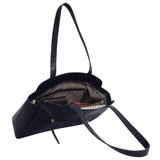 'JUDITH' Navy Croc Real Leather Shoulder Bag