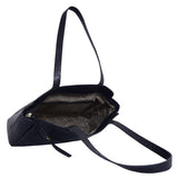 'JUDITH' Navy Croc Real Leather Shoulder Bag