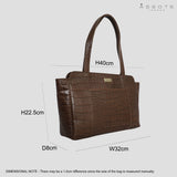 'JUDITH' Tan Croc Real Leather Shoulder Bag