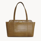 'JUDITH' Mustard Croc Real Leather Shoulder Bag