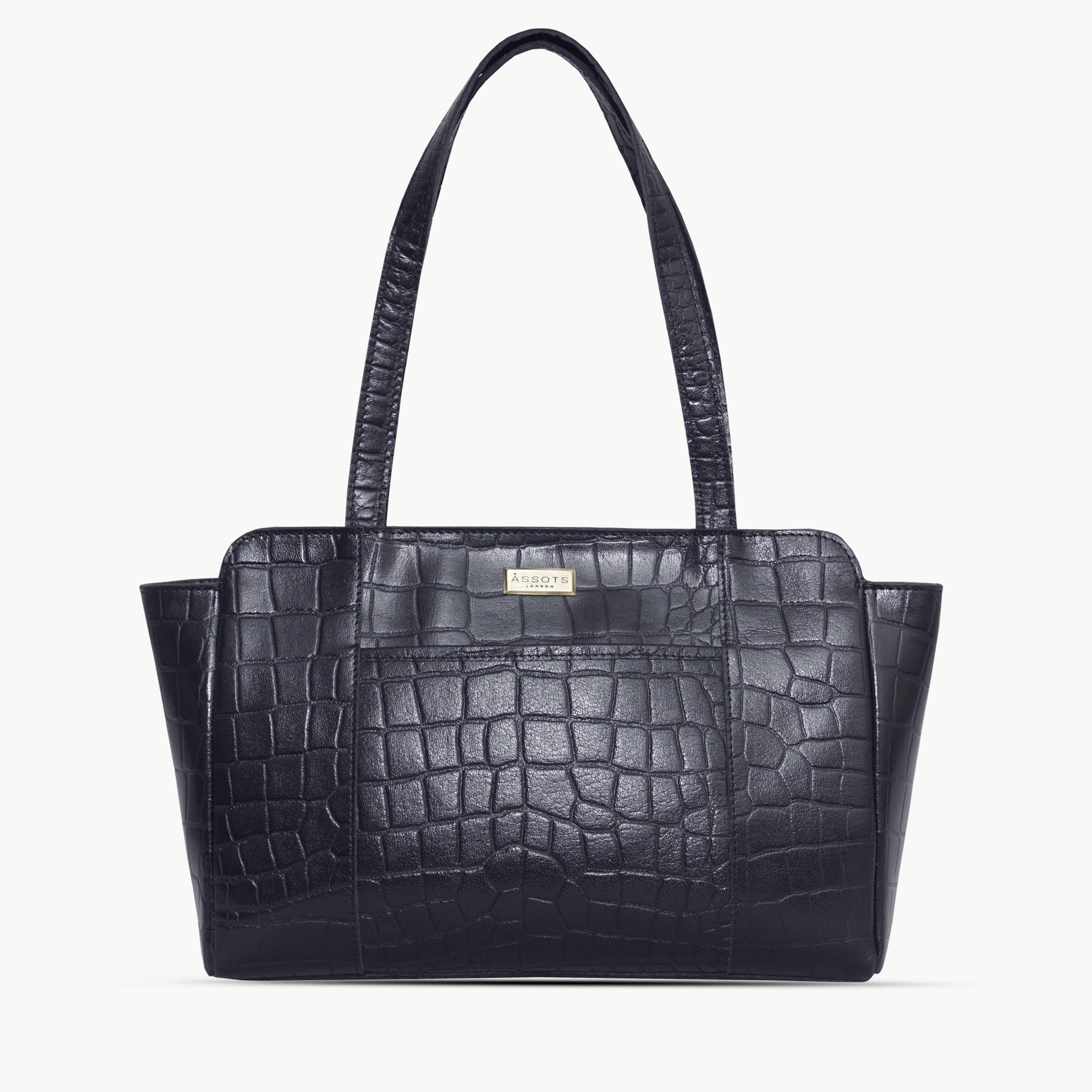 'JUDITH' Navy Croc Real Leather Shoulder Bag