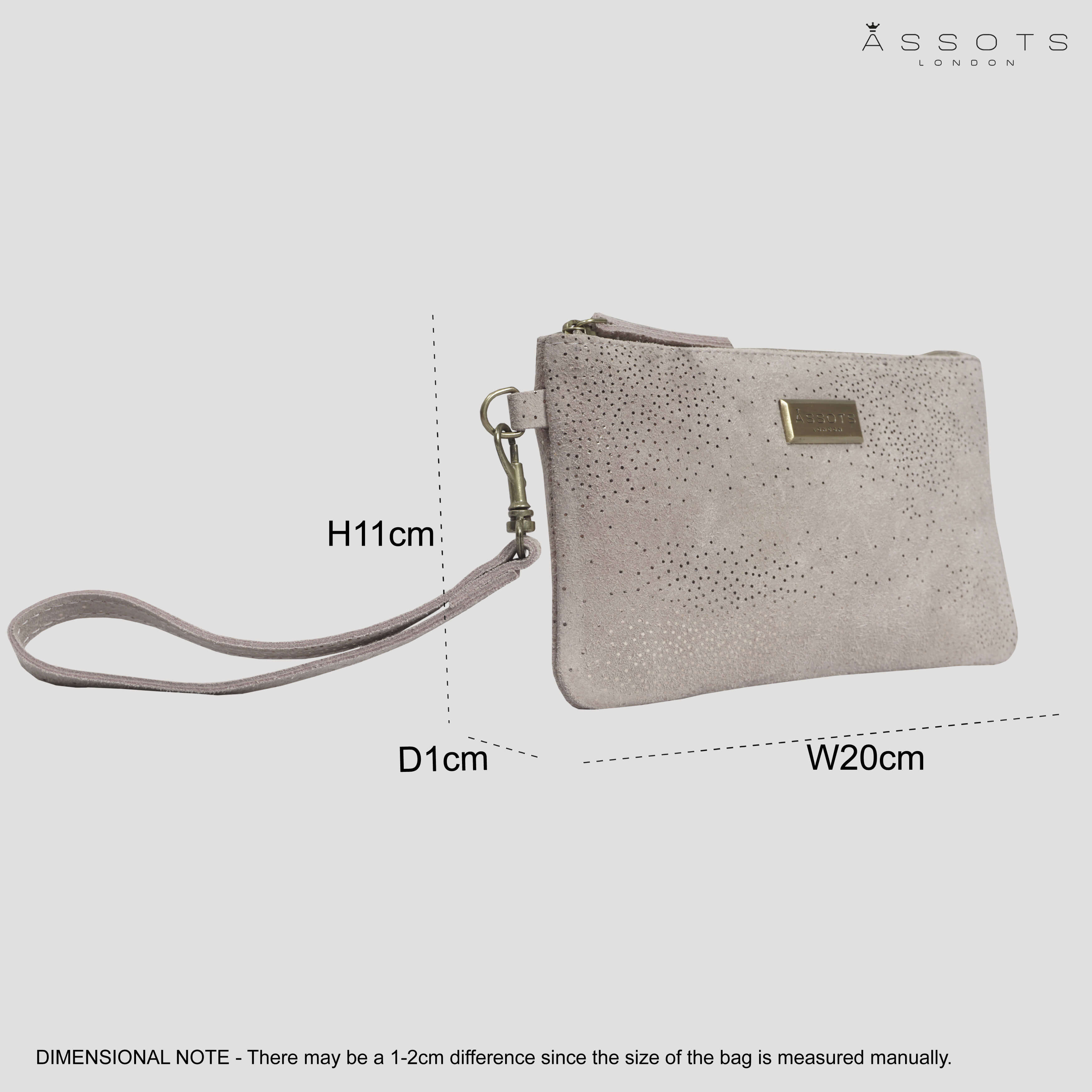 'KAREN' Pink Suede Leather with Rose Gold Embellishment Wristlet Clutch Bag