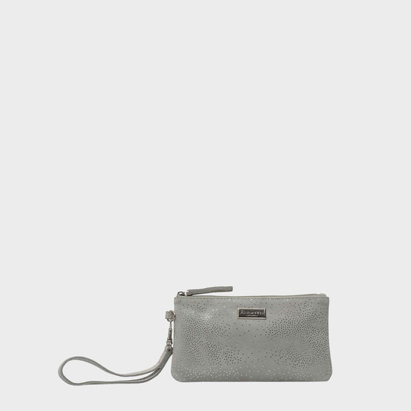 Silver clearance wristlet clutch