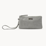'KAREN' Grey Suede Leather with Silver Embellishment Wristlet Clutch Bag