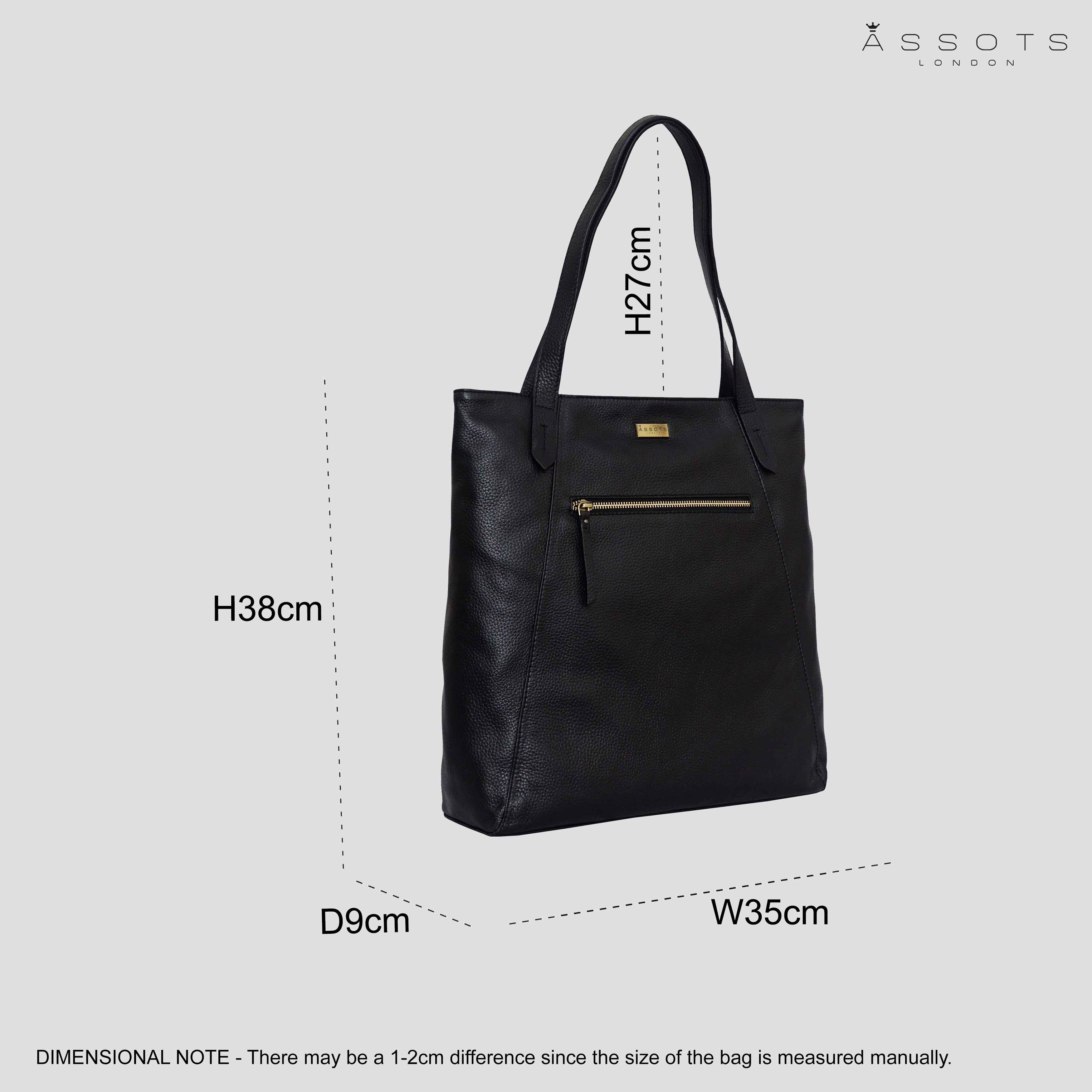 'KATE' Black Soft Natural Pebble Grain Leather Tote Bag