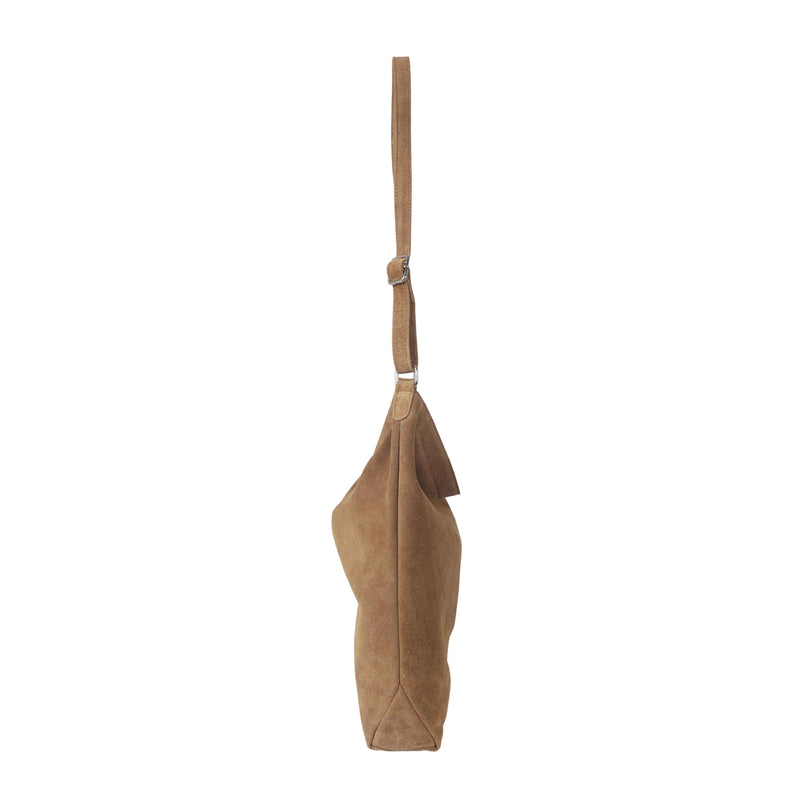 'KENDAL' Tan Suede Real Leather Slouchy Hobo Crossbody Bag