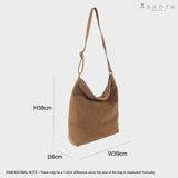 'KENDAL' Tan Suede Real Leather Slouchy Hobo Crossbody Bag