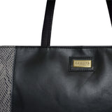 'Klara' Black Animal Snake Print Real Leather Designer Tote Bag