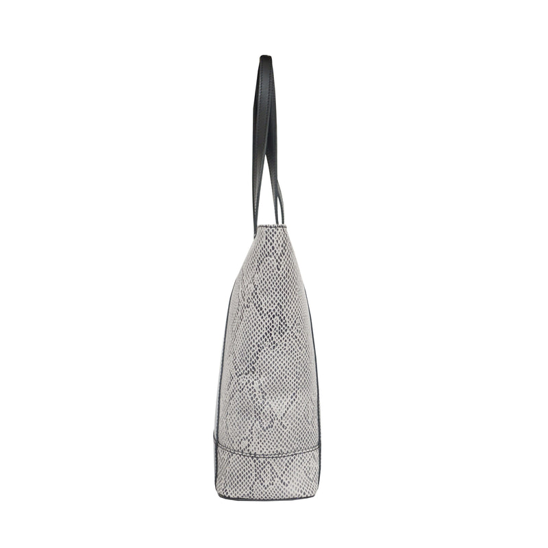 'Klara' Black Animal Snake Print Real Leather Designer Tote Bag