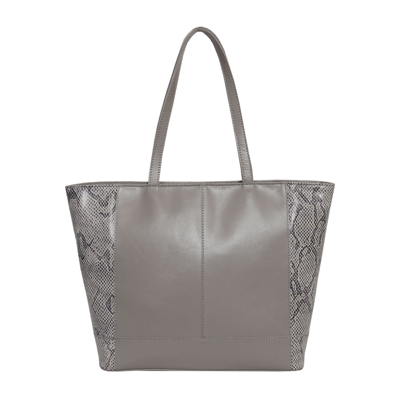 'Klara' Grey Animal Snake Print Real Leather Designer Tote Bag