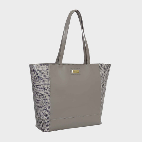 'Klara' Grey Animal Snake Print Real Leather Designer Tote Bag