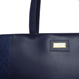 'Klara' Navy Animal Snake Print Real Leather Designer Tote Bag