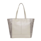 'Klara' Nude Animal Snake Print Real Leather Designer Tote Bag