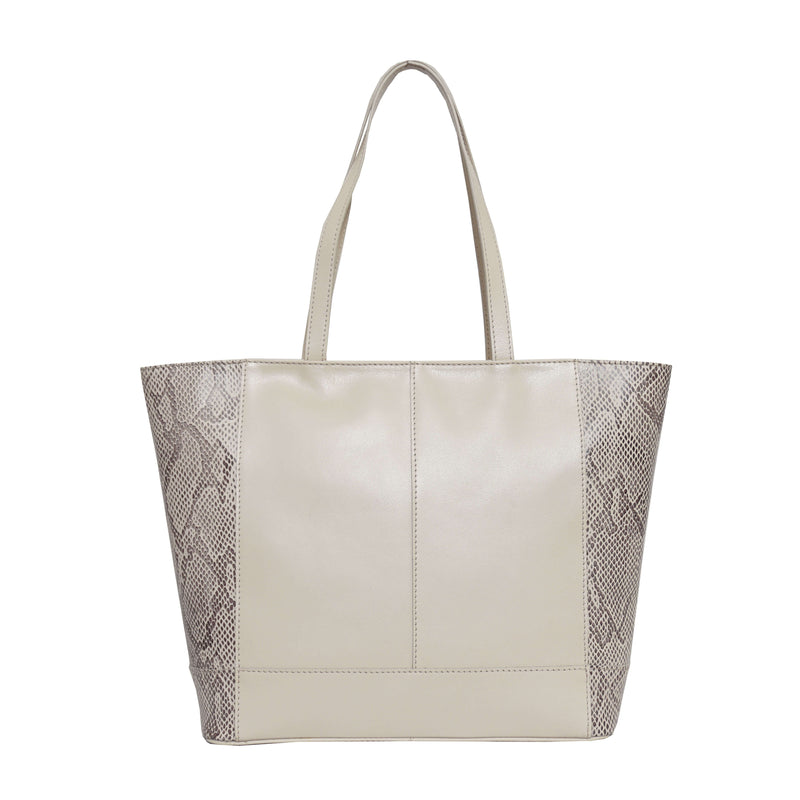 'Klara' Nude Animal Snake Print Real Leather Designer Tote Bag