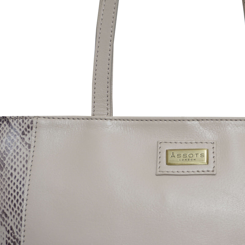 'Klara' Nude Animal Snake Print Real Leather Designer Tote Bag