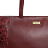 'Klara' Red Animal Snake Print Real Leather Designer Tote Bag