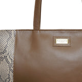 'Klara' Tan Animal Snake Print Real Leather Designer Tote Bag