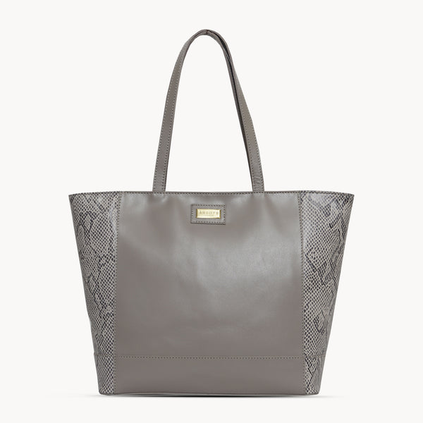 'Klara' Grey Animal Snake Print Real Leather Designer Tote Bag