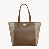 'Klara' Tan Animal Snake Print Real Leather Designer Tote Bag