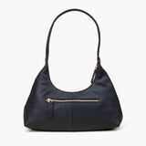 'LARA' Black Pebble Grain Real Leather Slouchy Shoulder Bag