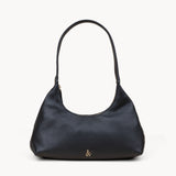 'LARA' Black Pebble Grain Real Leather Slouchy Shoulder Bag