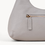 'LARA' Ice Grey Pebble Grain Real Leather Slouchy Shoulder Bag