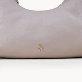 'LARA' Ice Grey Pebble Grain Real Leather Slouchy Shoulder Bag