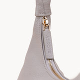 'LARA' Ice Grey Pebble Grain Real Leather Slouchy Shoulder Bag