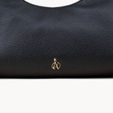'LARA' Black Pebble Grain Real Leather Slouchy Shoulder Bag