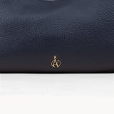 'LARA' Navy Pebble Grain Real Leather Slouchy Shoulder Bag