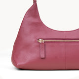 'LARA' Carmine Pink Pebble Grain Real Leather Slouchy Shoulder Bag