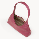 'LARA' Carmine Pink Pebble Grain Real Leather Slouchy Shoulder Bag