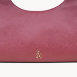 'LARA' Carmine Pink Pebble Grain Real Leather Slouchy Shoulder Bag