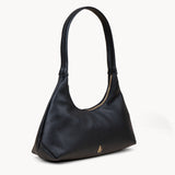 'LARA' Black Pebble Grain Real Leather Slouchy Shoulder Bag