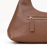 'LARA' Tan Pebble Grain Real Leather Slouchy Shoulder Bag