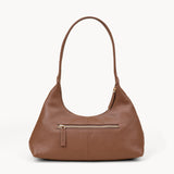 'LARA' Tan Pebble Grain Real Leather Slouchy Shoulder Bag