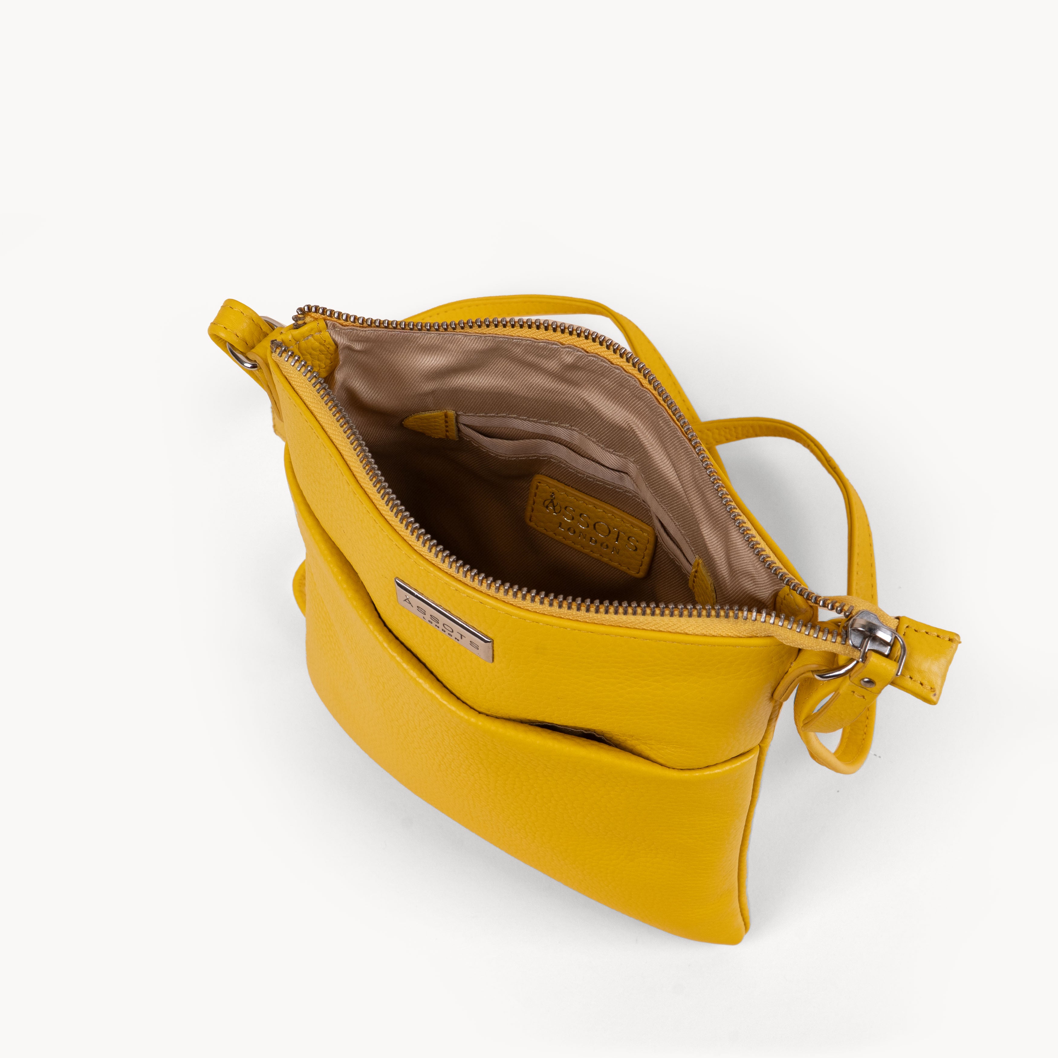 'LINBY' Sunflower Pebble Grain Real Leather Crossbody Bag