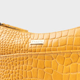 'CAROL' Mustard Croc Real Leather Designer Crossbody Shoulder Bag