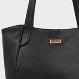 'URBAN TOTE' Black Pebble Grain Real Leather Work Tote Bag