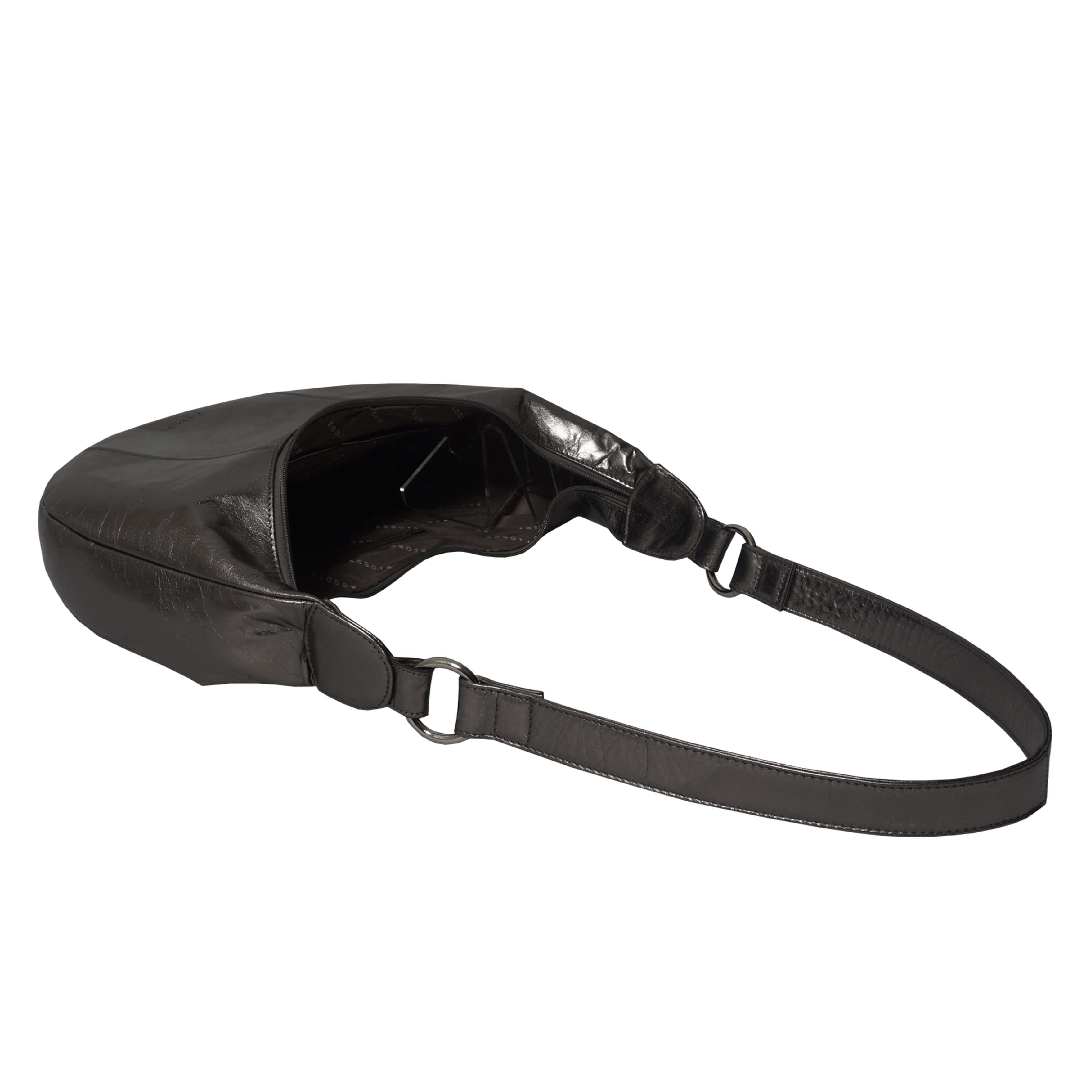 'LAYLA' Pewter Metallic Real Leather Shoulder Hobo Bag