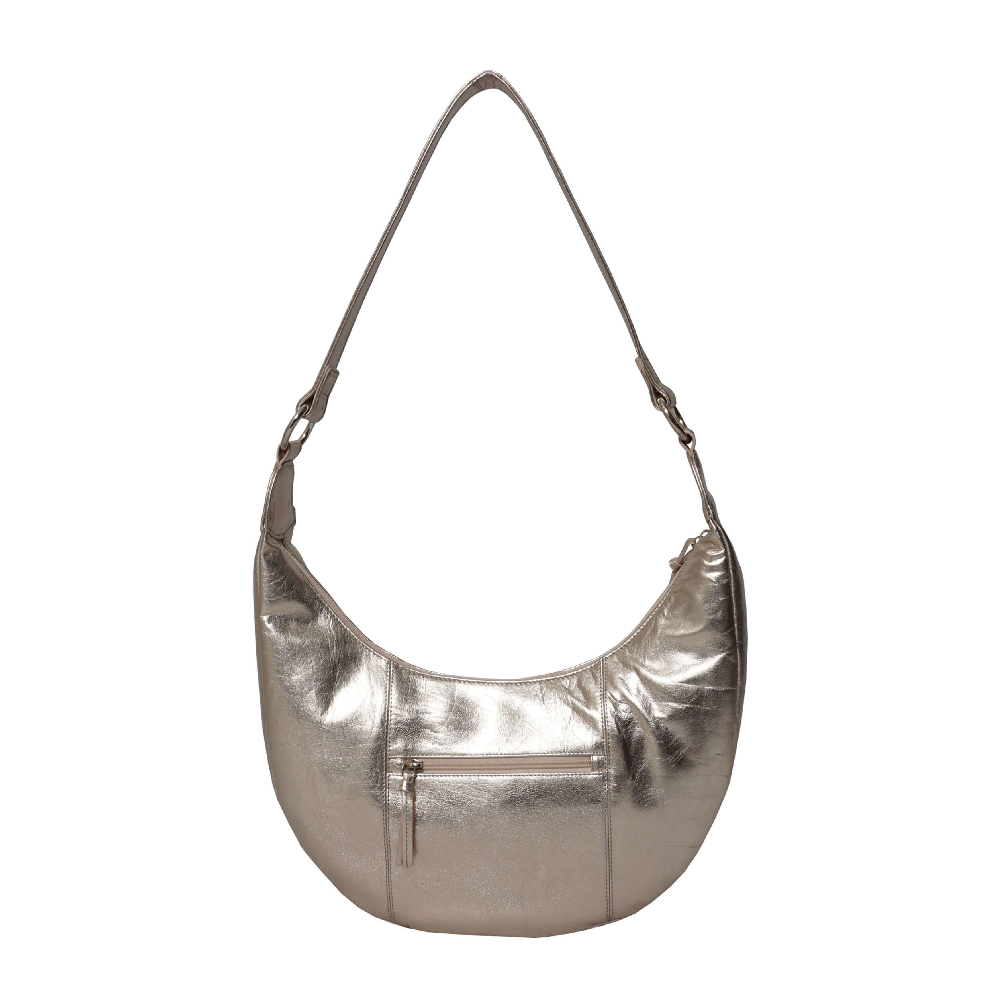 'LAYLA' Rose Gold Metallic Real Leather Shoulder Hobo Bag