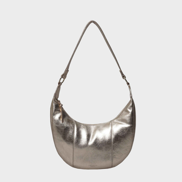 'LAYLA' Rose Gold Metallic Real Leather Shoulder Hobo Bag