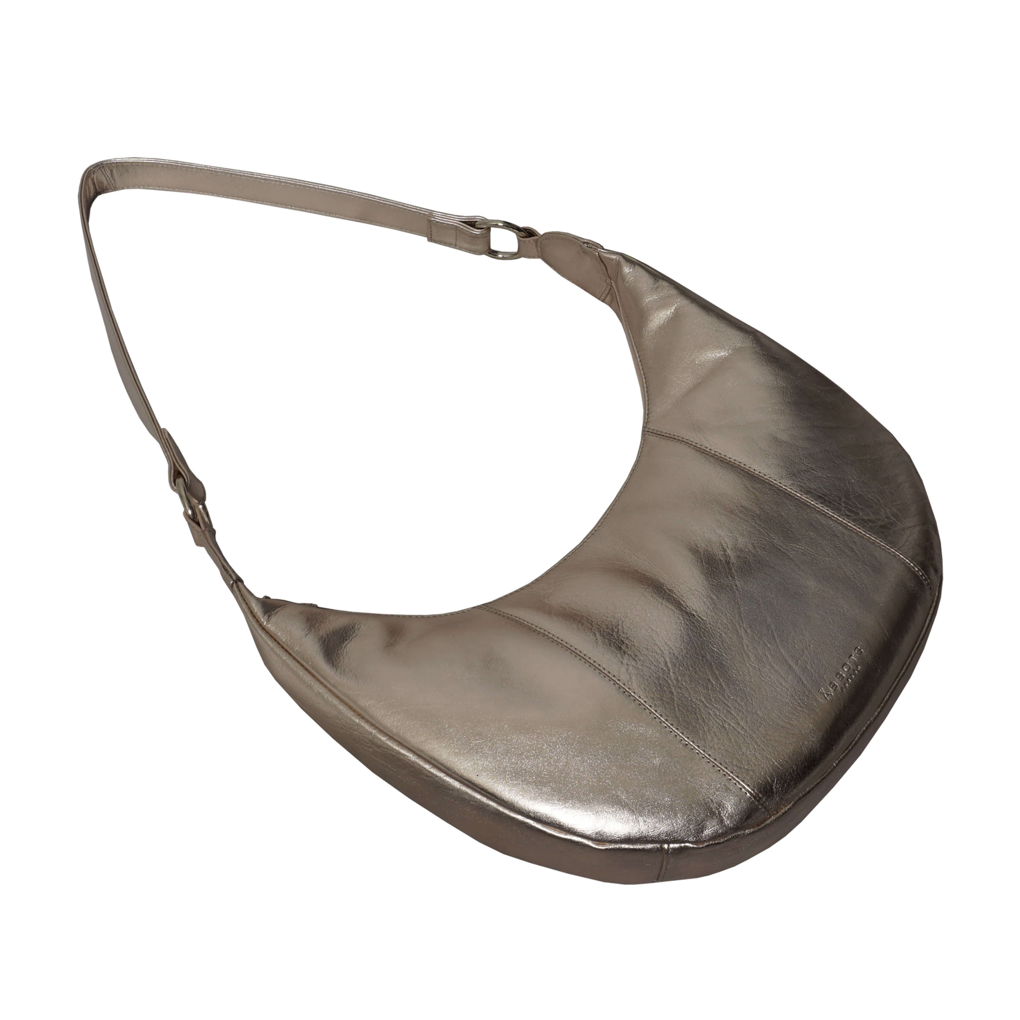 'LAYLA' Rose Gold Metallic Real Leather Shoulder Hobo Bag