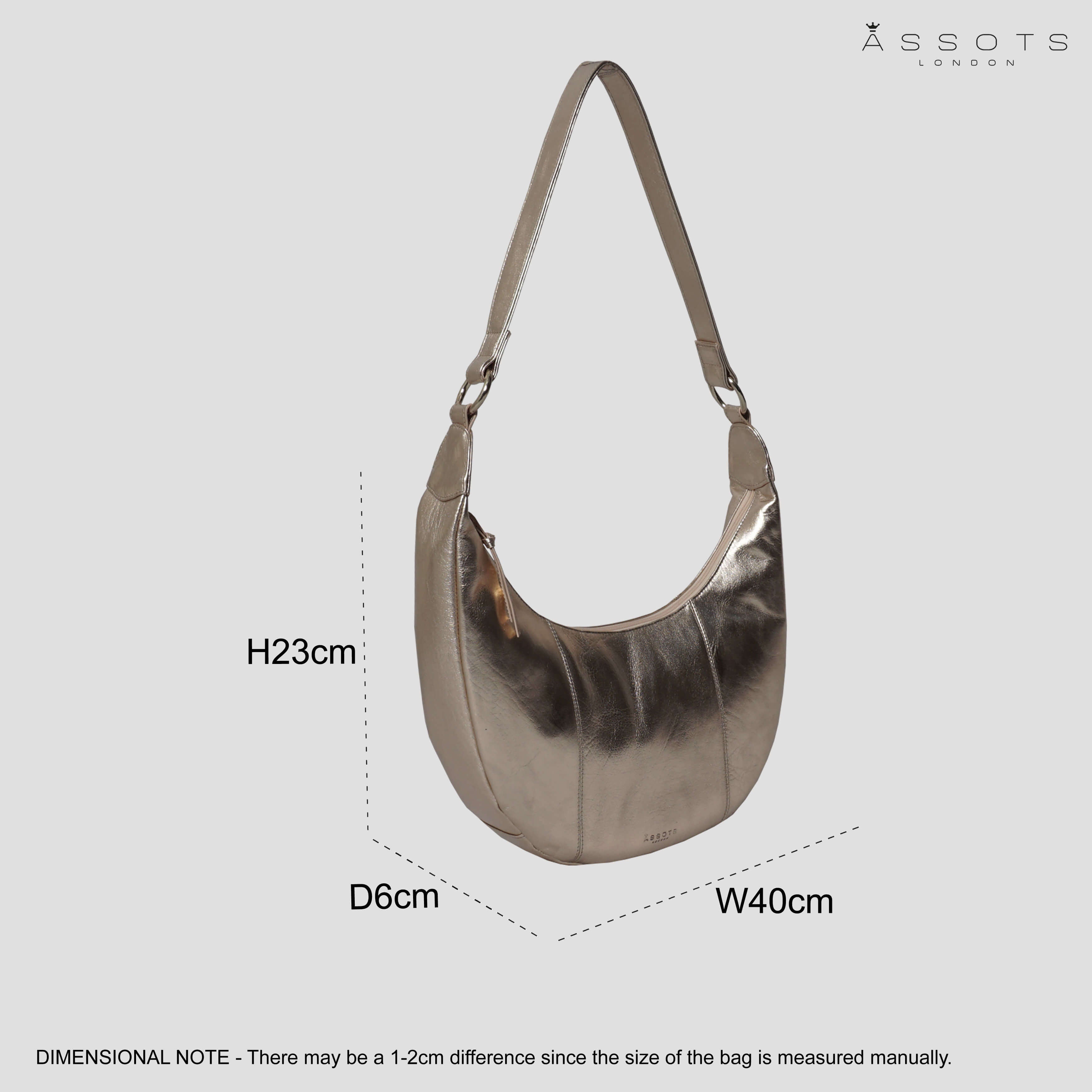 'LAYLA' Rose Gold Metallic Real Leather Shoulder Hobo Bag