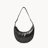 'LAYLA' Pewter Metallic Real Leather Shoulder Hobo Bag