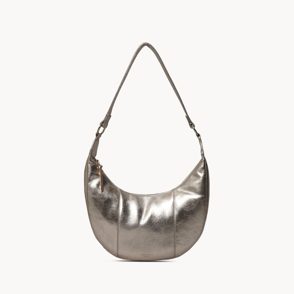 'LAYLA' Rose Gold Metallic Real Leather Shoulder Hobo Bag