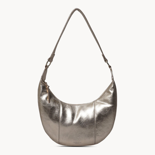 'LAYLA' Rose Gold Metallic Real Leather Shoulder Hobo Bag