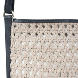 'LEATHER LOOM' Light Beige & Black Real Leather Woven Crossbody Bag