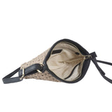 'LEATHER LOOM' Light Beige & Black Real Leather Woven Crossbody Bag