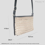 'LEATHER LOOM' Light Beige & Black Real Leather Woven Crossbody Bag